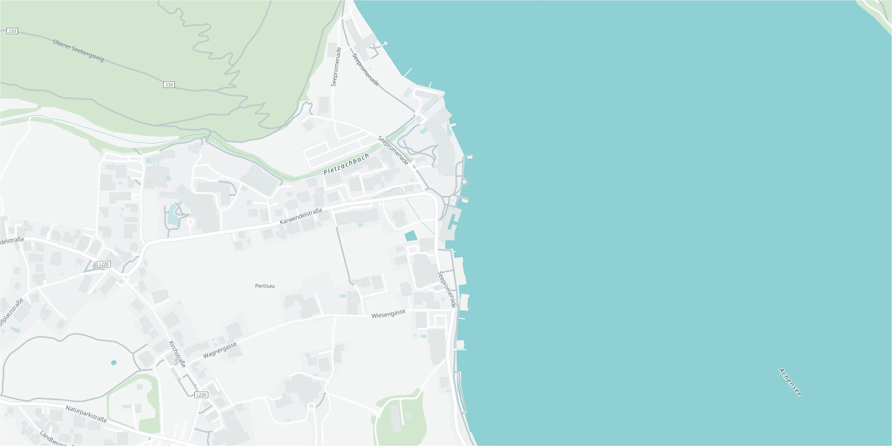 Map: Der Süße Stopp at Seepromenade 22 in Pertisau, right on the Achensee